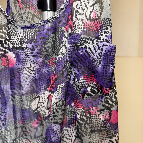 Miley Cyrus Max Azria Womens Razorback Tank Top Sz XS Snake Purple Gray Sheer - Picture 2 of 6